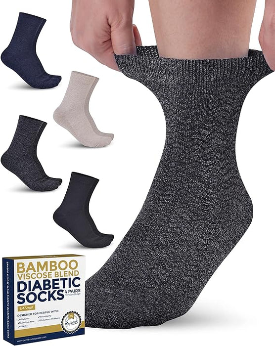 Pembrook Diabetic Socks for Women & Men - 4 Pairs Ankle Bamboo Viscose Socks Woman | Womens Diabetic Socks Size 9-11