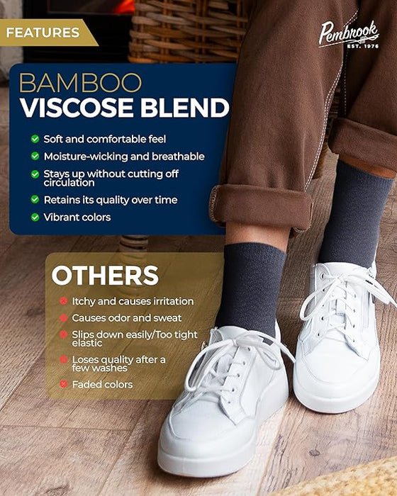 Pembrook Diabetic Socks for Women & Men - 4 Pairs Ankle Bamboo Viscose Socks Woman | Womens Diabetic Socks Size 9-11