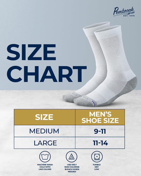 Pembrook Diabetic Socks for Men - 6 Pairs Crew Diabetic Neuropathy Socks for Men, Mens Diabetic Socks, Non Binding Socks