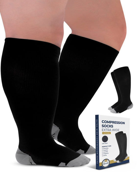 Plus Size Compression Socks 20-30 Mmhg For Men And Women Wide Calf Extra  Largefor Circulat