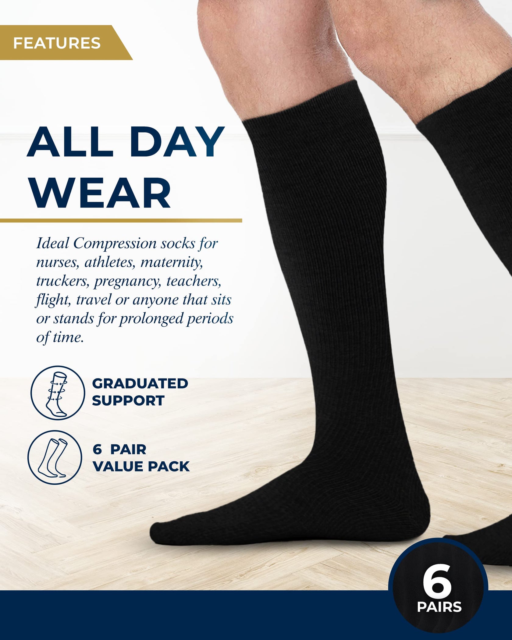 Pembrook Light Compression Socks for Men 8-15 mmHg | Graduated Compres