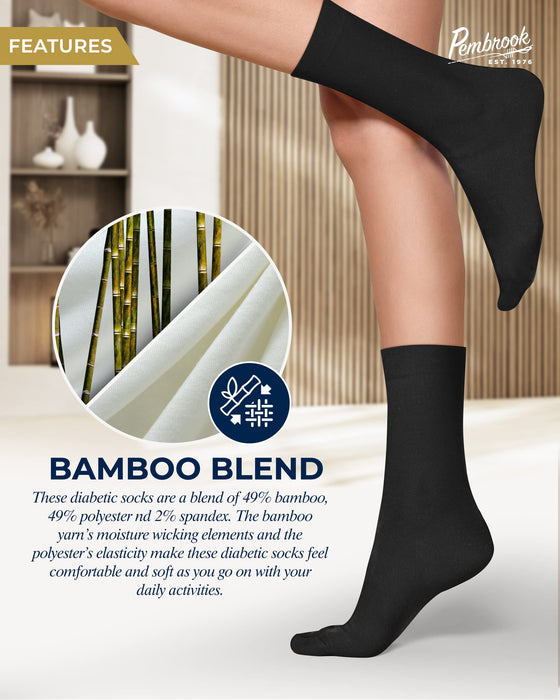 Pembrook Bamboo Womens Dress Socks - 4 Pairs Crew Womens Trouser Socks