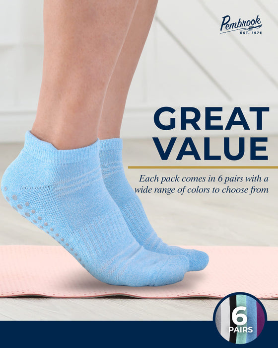 Pembrook Grip Socks for Women and Men - 6 Pairs Barre Socks with Grips for  Women | Non Skid Socks Womens