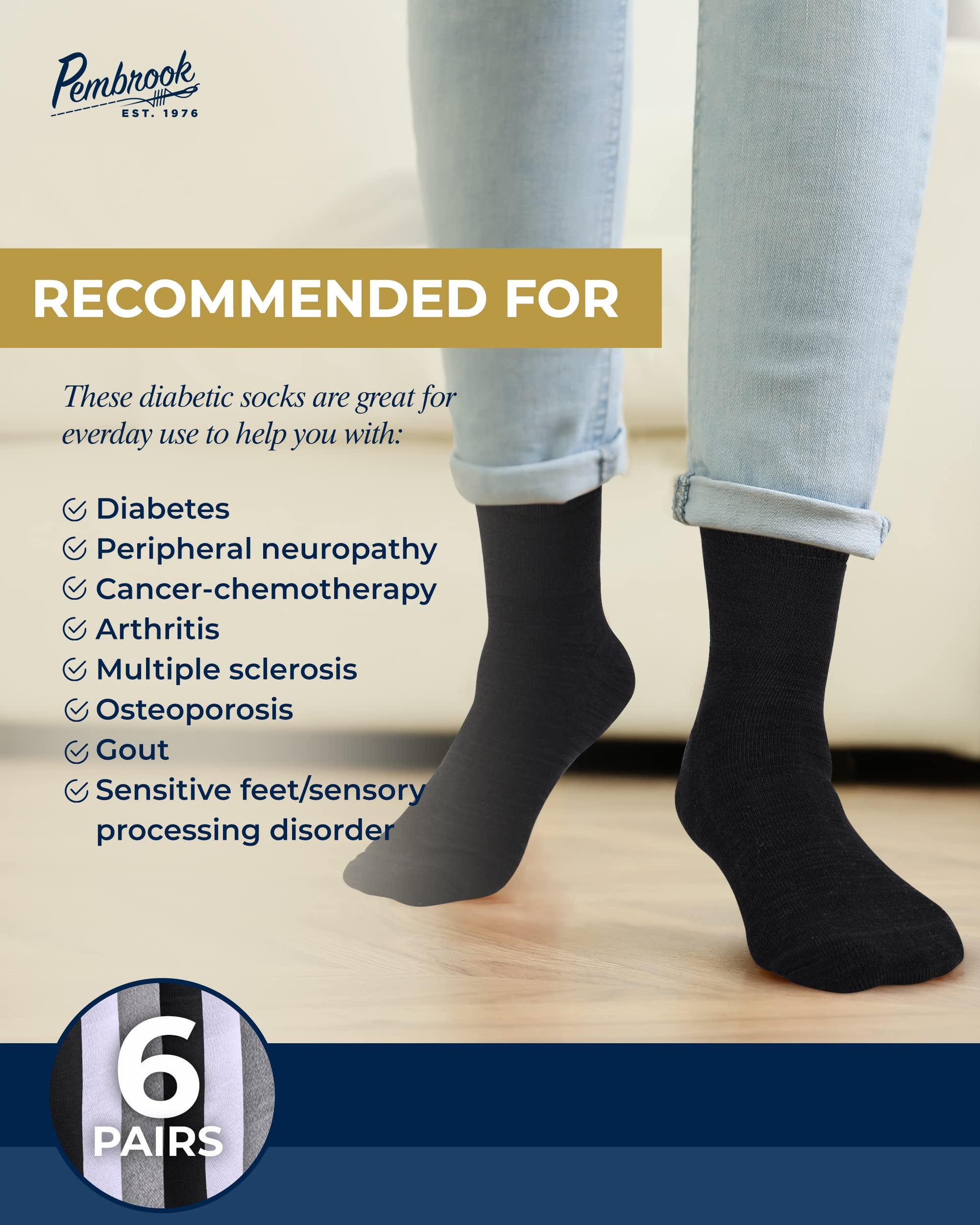 Bamboo Diabetic Socks for Men & Women - 6 Pairs Ankle Length Mens Diab ...