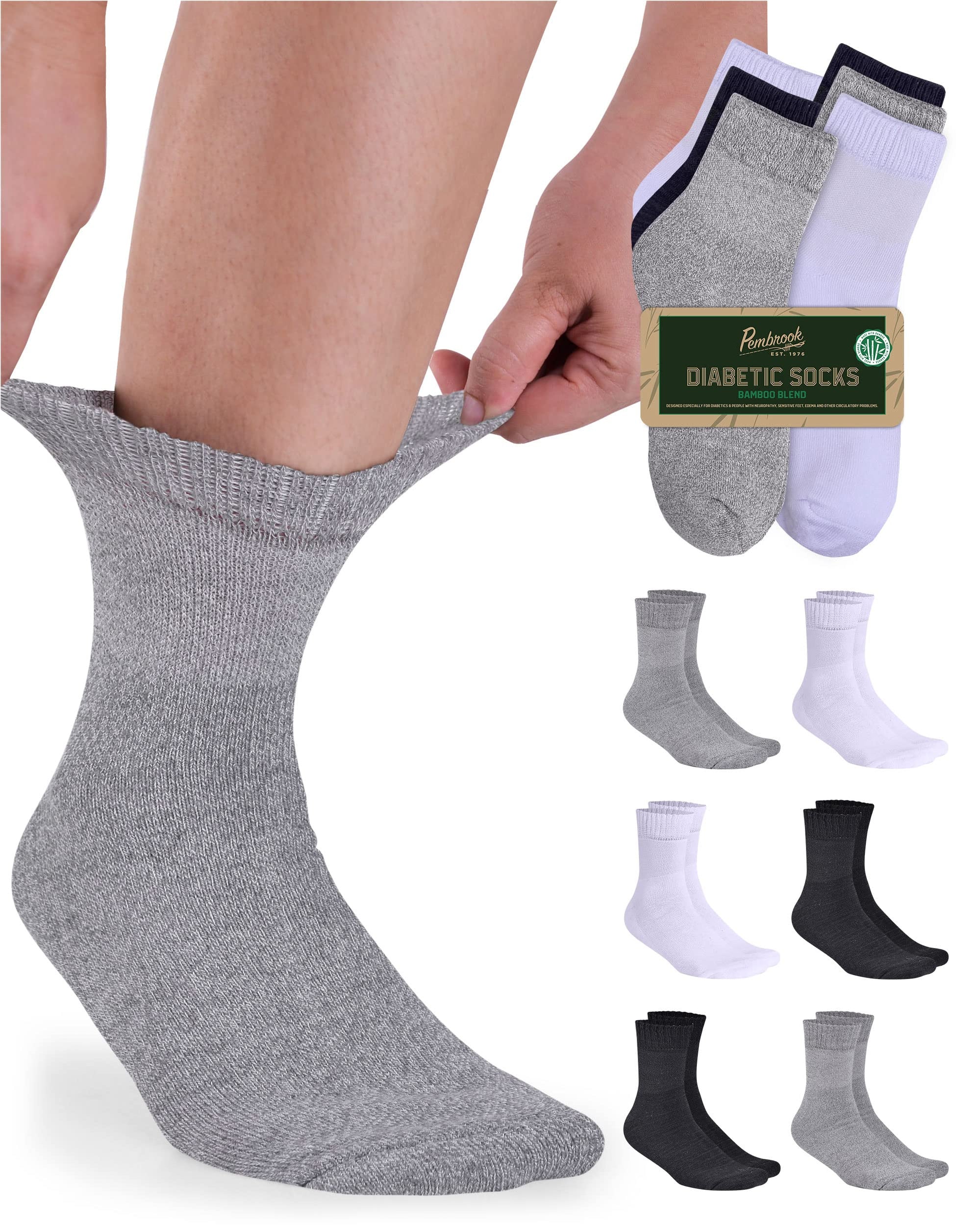 Bamboo Diabetic Socks for Men & Women - 6 Pairs Ankle Length Mens Diab ...