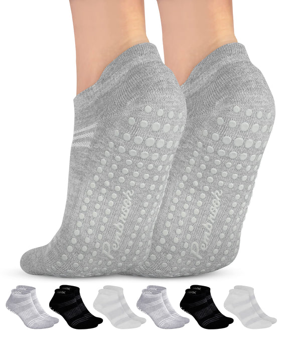 Pembrook Grip Socks for Women and Men - 6 Pairs Barre Socks with Grips for  Women  Non Skid Socks Womens, 2 Black, 2 Dark Gray, 2 Light Gray, Medium :  : Clothing, Shoes & Accessories